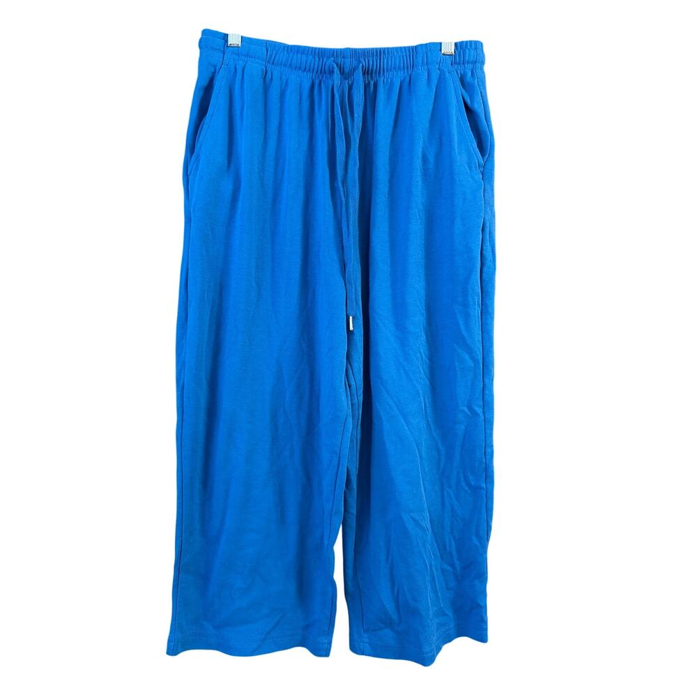 Woman Within Women's Plus Size Blue Drawstring Capri Pants Size 22/24 1X
